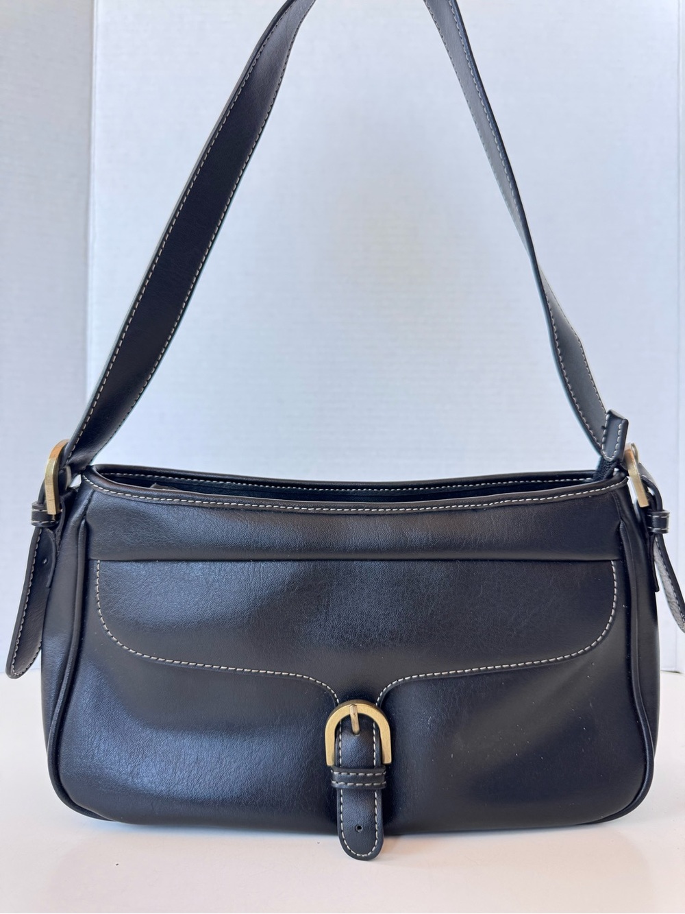 Y2K Style Nine & Company Black Boho Shoulder Bag Purse Buckle